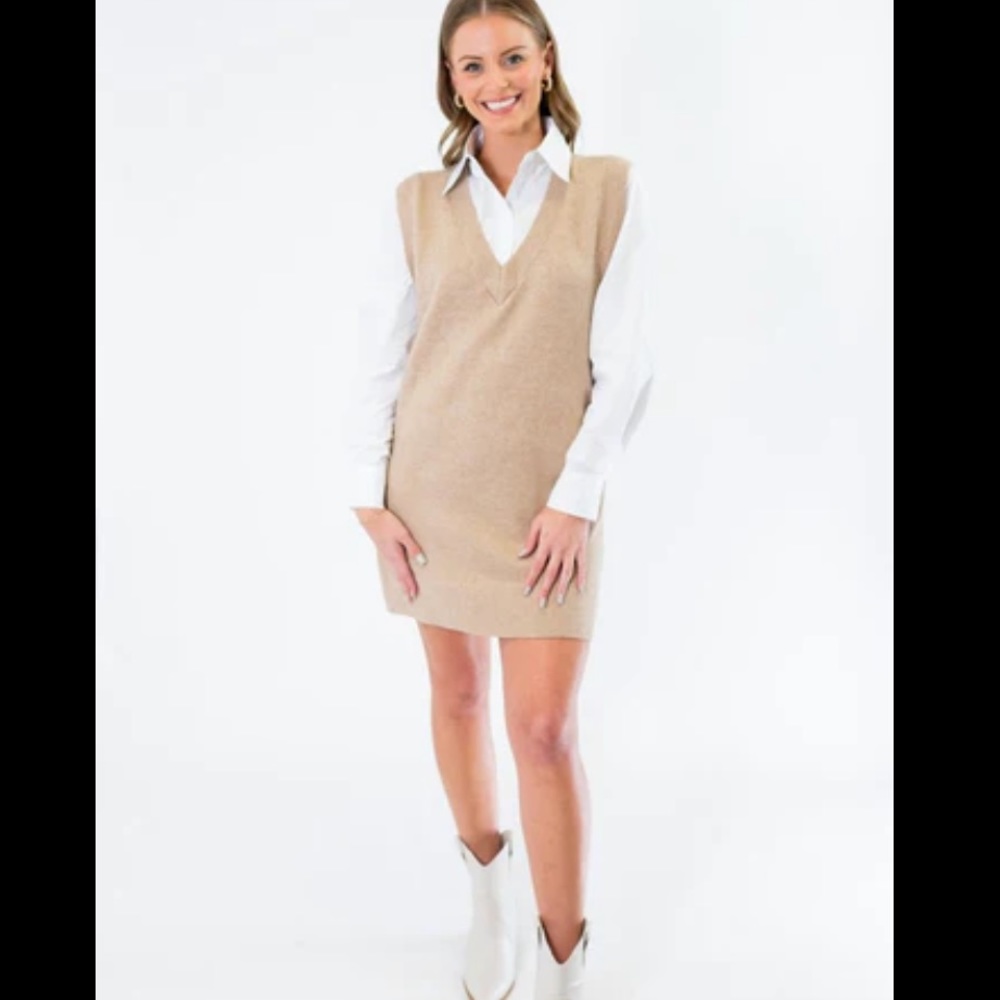 V Neck Sweater Dress